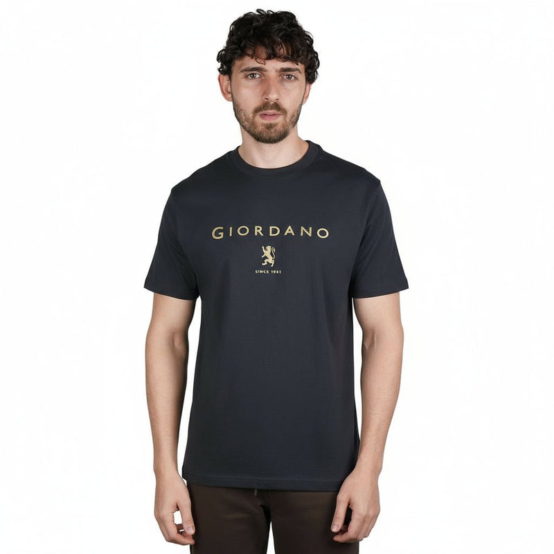 Men's Cotton Signature Print Slim Fit Tee S - Shop Giordano