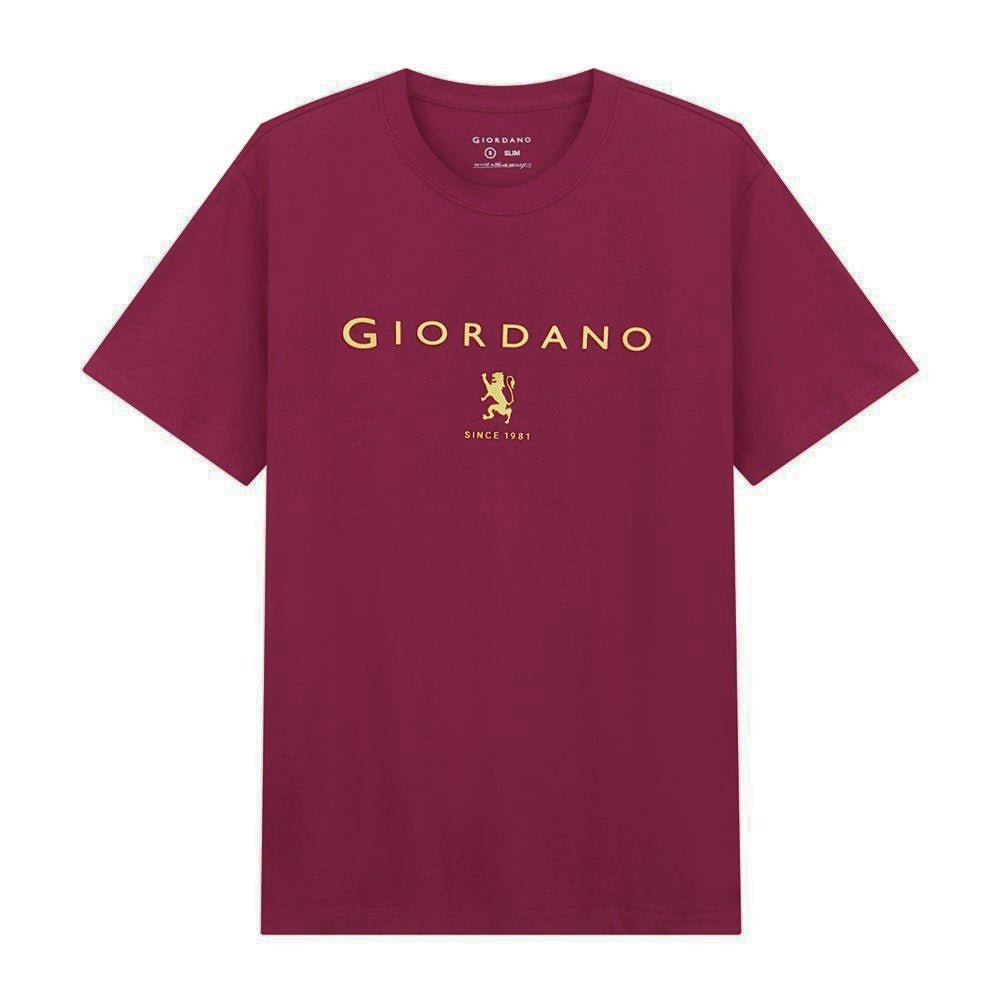 Men's Cotton Signature Print Slim Fit Tee S - Shop Giordano