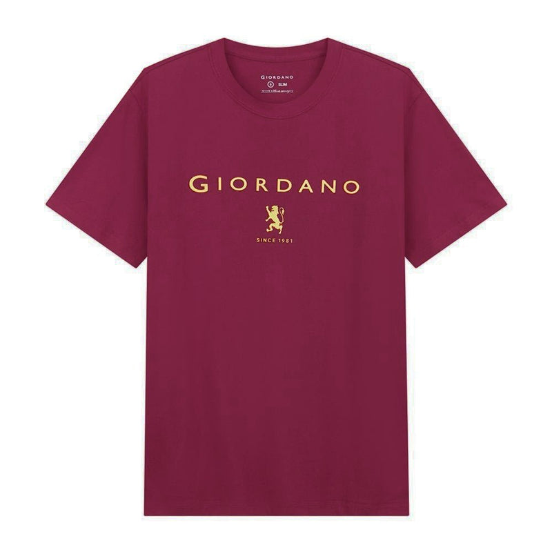 Giordano Men's Cotton Signature Print Slim Fit Tee - first_variant_option_2 Premium Print Tee for Giordano