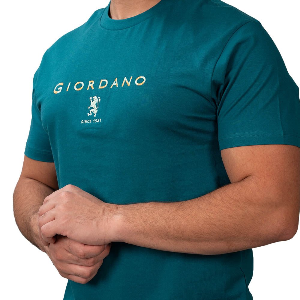 Men's Cotton Signature Print Slim Fit Tee S - Shop Giordano