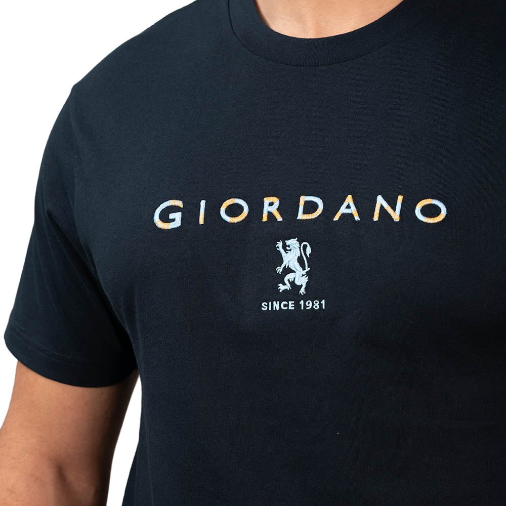 Men's Cotton Signature Print Slim Fit Tee S - Shop Giordano