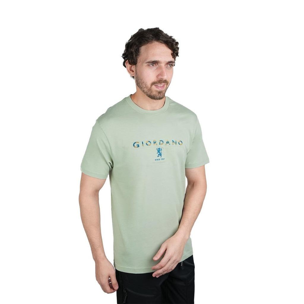 Men's Cotton Signature Print Slim Fit Tee S - Shop Giordano