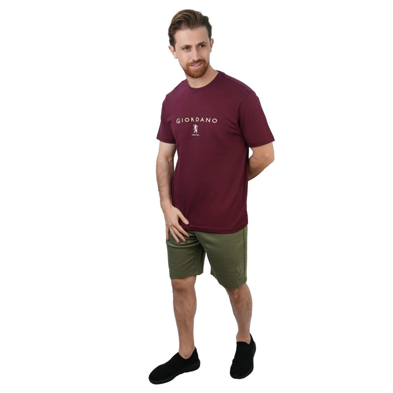 Men's Cotton Signature Print Slim Fit Tee S - Shop Giordano