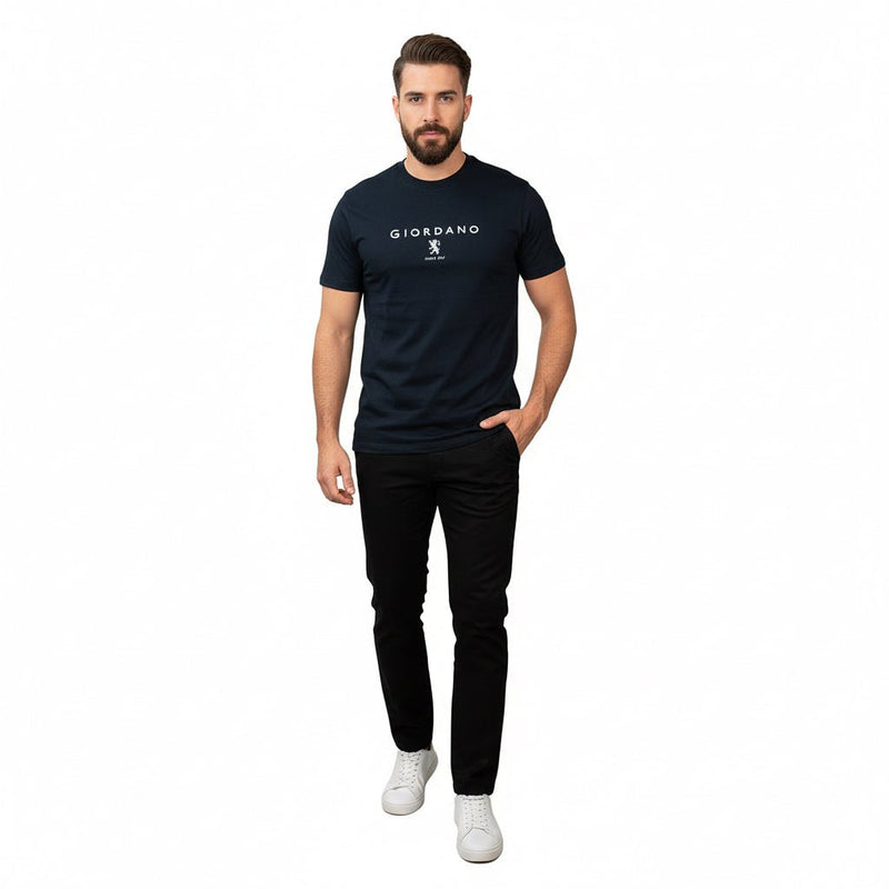 Men's Cotton Signature Print Slim Fit Tee S - Shop Giordano