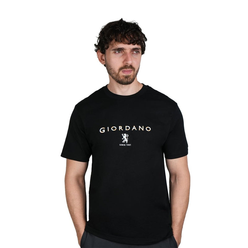 Men's Cotton Signature Print Slim Fit Tee S - Shop Giordano