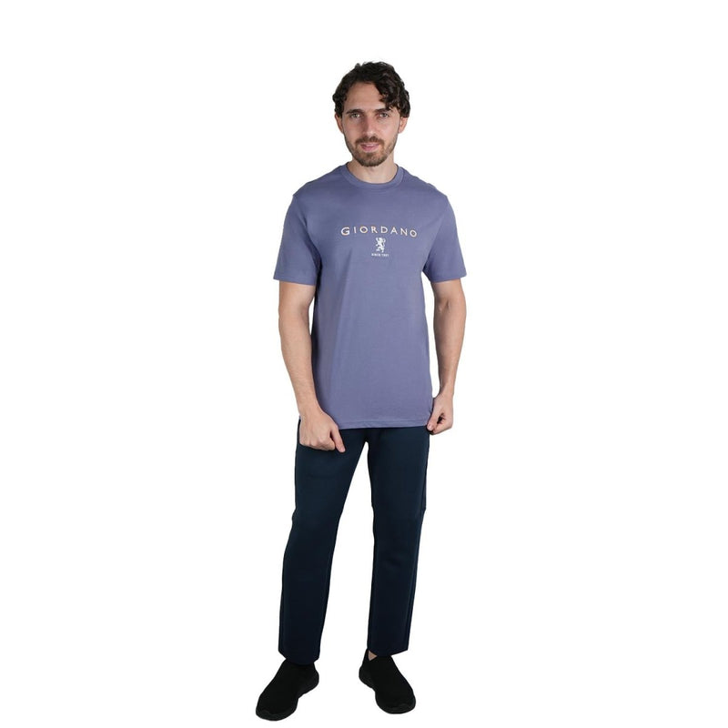 Men's Cotton Signature Print Slim Fit Tee S - Shop Giordano