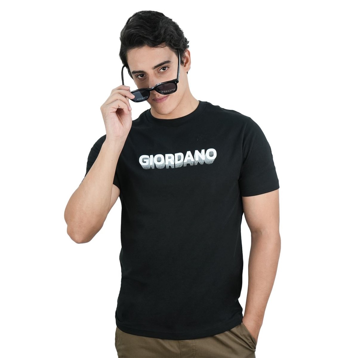 Men's Cotton Signature Print Tee S - Shop Giordano