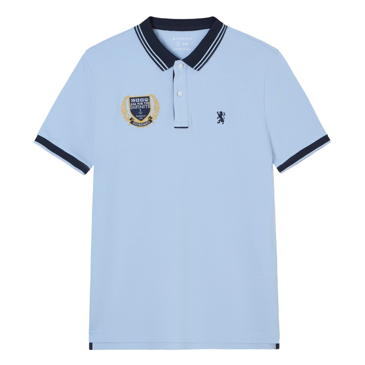 Giordano Men's Cotton Slim Fit Polo With Embroidery - first_variant_option_2 Premium Polo for Giordano