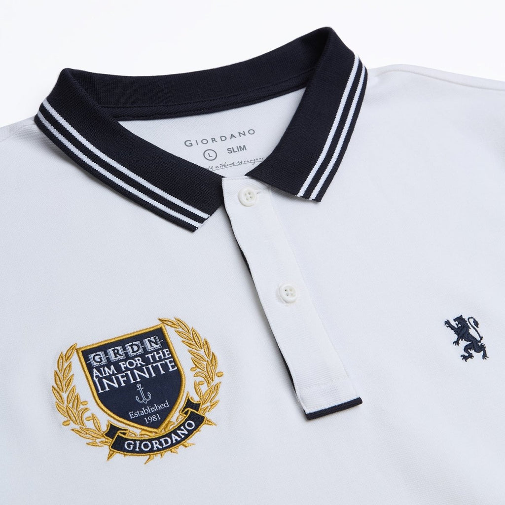 Giordano Men's Cotton Slim Fit Polo With Embroidery - first_variant_option_2 Premium Polo for Giordano