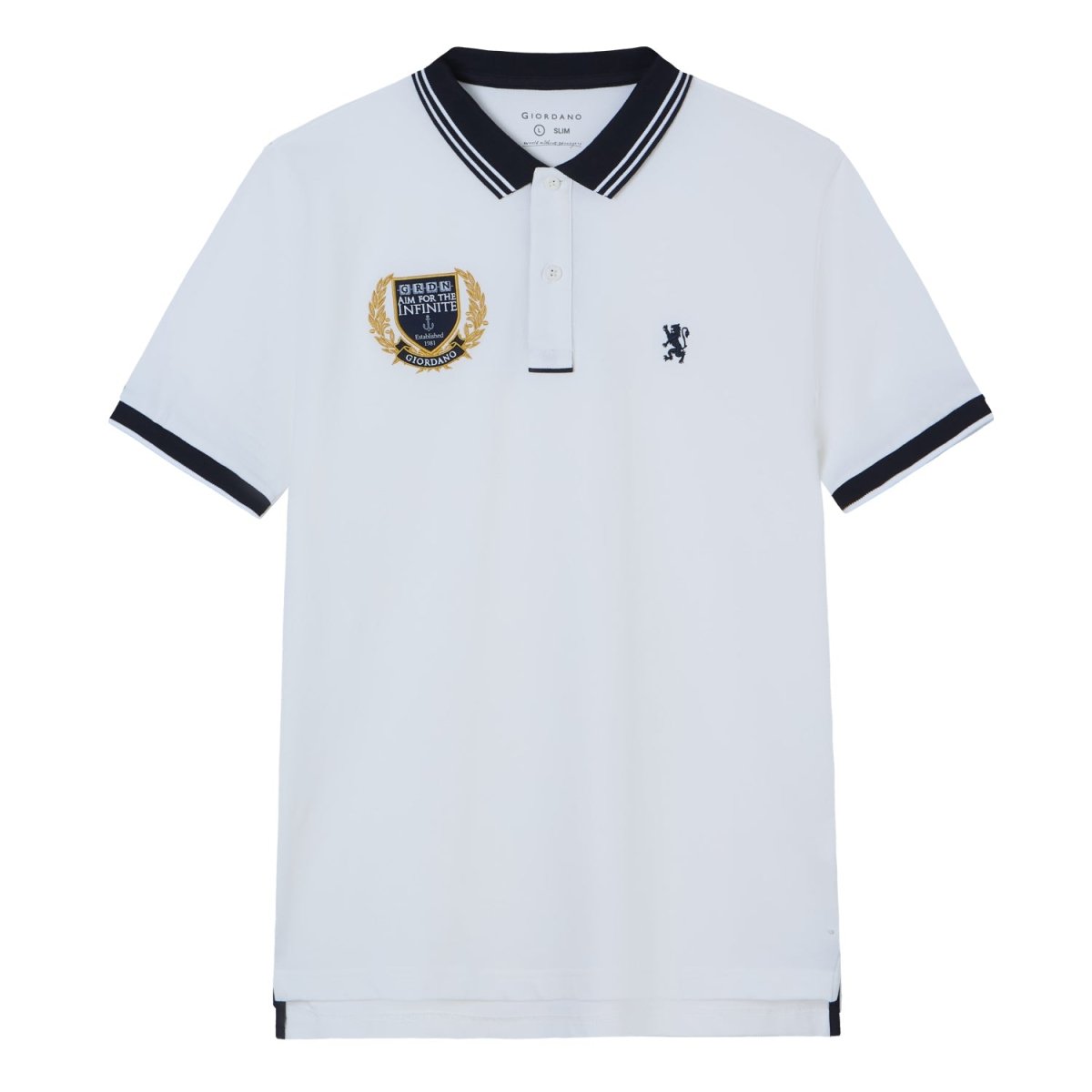 Giordano Men's Cotton Slim Fit Polo With Embroidery - first_variant_option_2 Premium Polo for Giordano