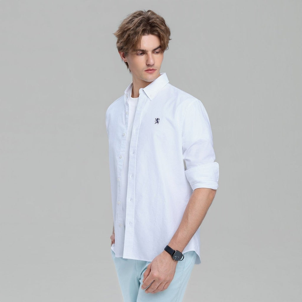 Men’S Cotton Slim Oxford Shirt With Embroidery S - Shop Giordano