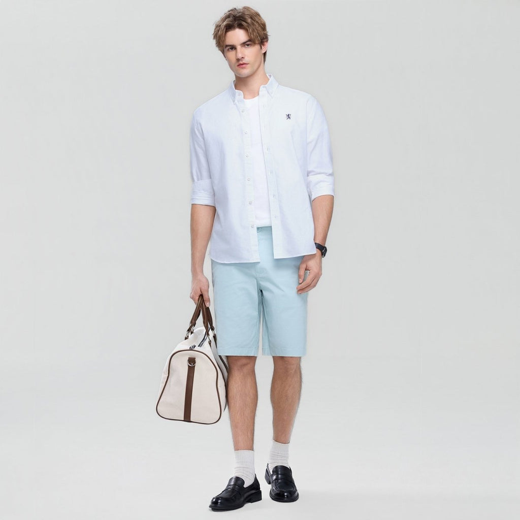 Men’S Cotton Slim Oxford Shirt With Embroidery S - Shop Giordano