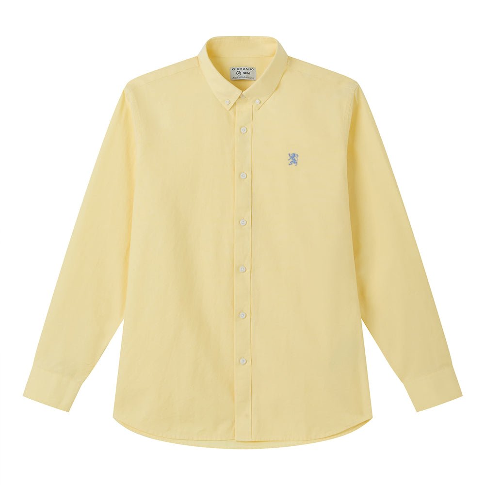 Men’S Cotton Slim Oxford Shirt With Embroidery S - Shop Giordano