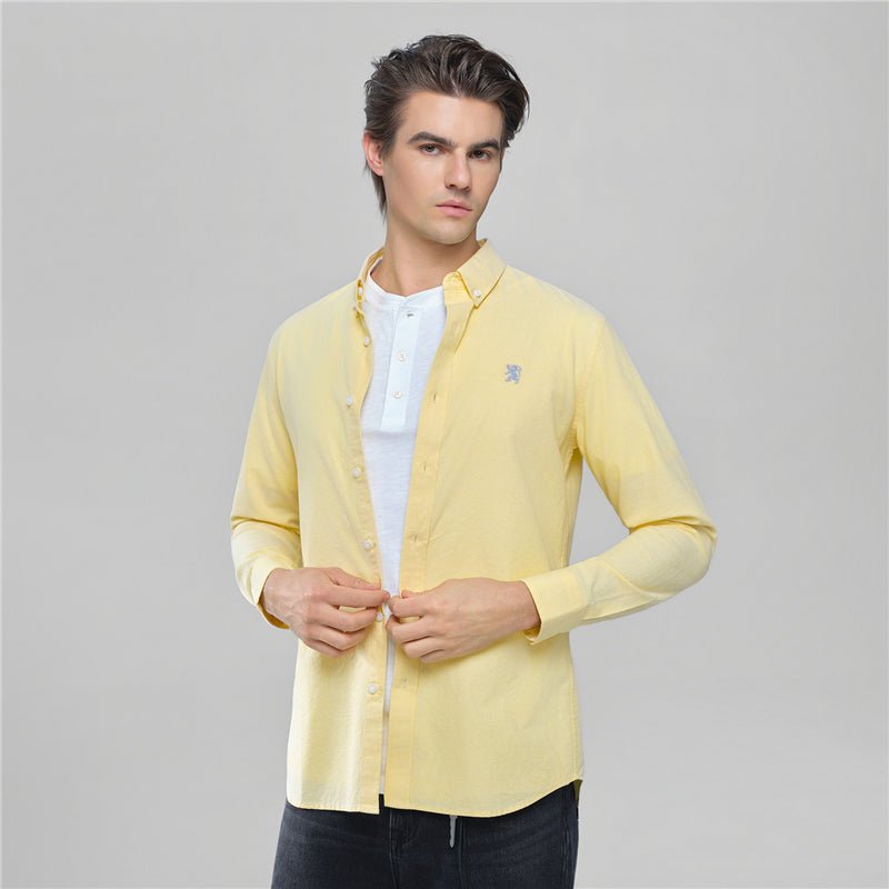 Men’S Cotton Slim Oxford Shirt With Embroidery S - Shop Giordano