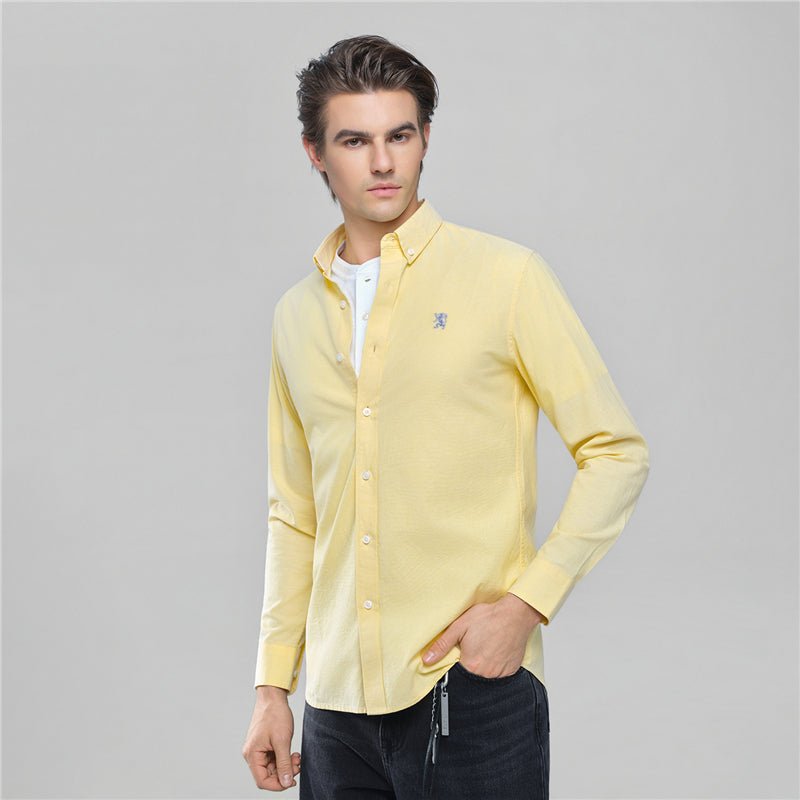 Men’S Cotton Slim Oxford Shirt With Embroidery S - Shop Giordano