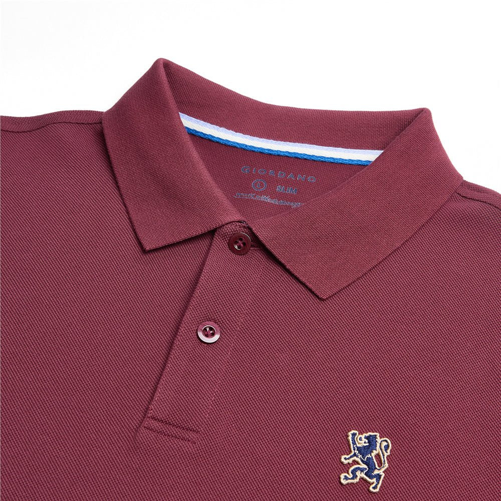 Giordano Men's Cotton Slim Performance Polo With Small Lion Embroidery - first_variant_option_2 Premium Polo for Giordano