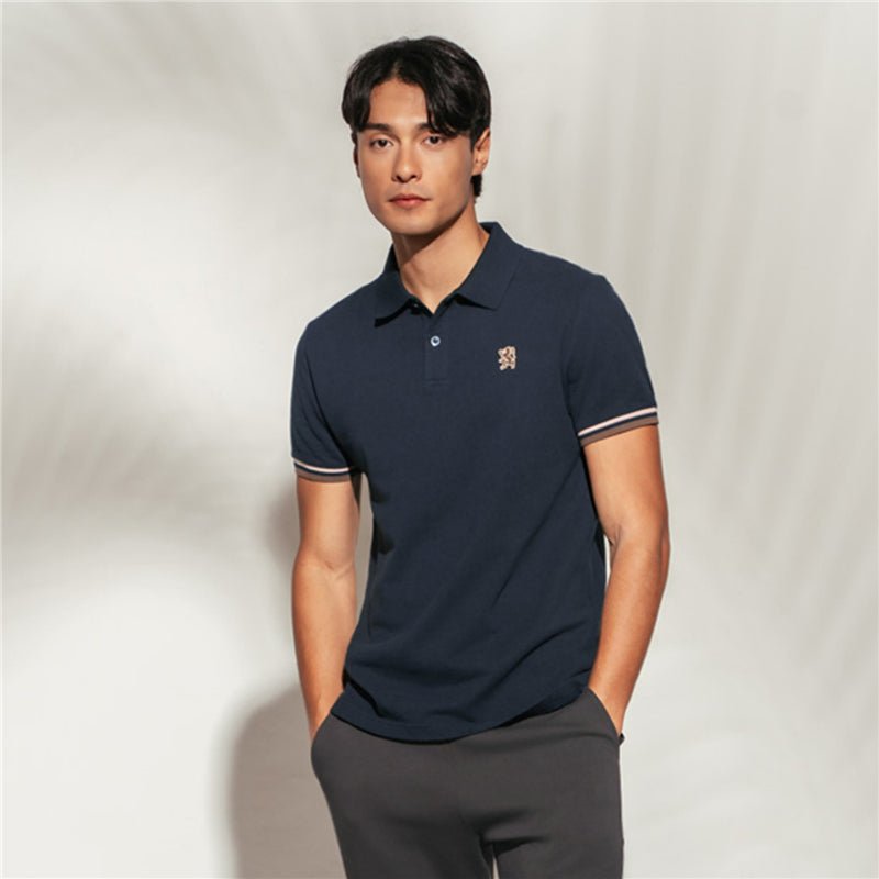 Men’S Cotton Slim Performance Polo With Small Lion Embroidery S - Shop Giordano