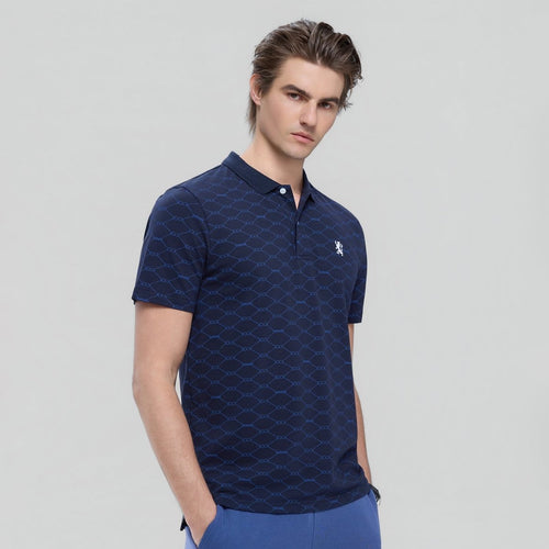 Men’S Cotton Slim Pique Polo With Pattern Print S - Shop Giordano