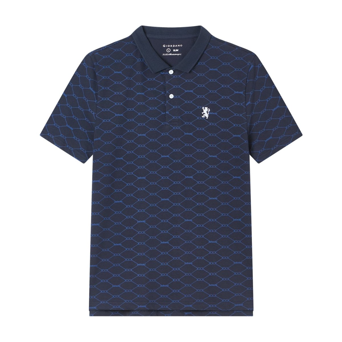 Giordano Men's Cotton Slim Pique Polo With Pattern Print - Premium Polo