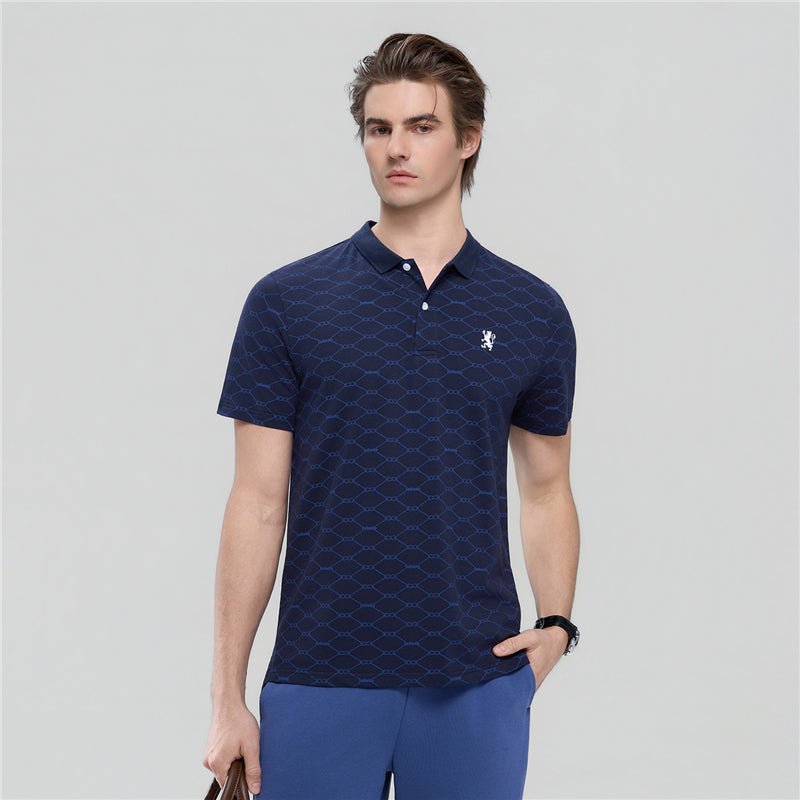 Giordano Men's Cotton Slim Pique Polo With Pattern Print - Premium Polo