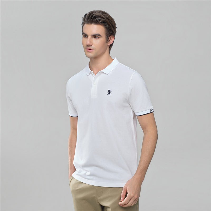 Giordano Men's Cotton Slim Pique Polo With Small Lion Embroidery - first_variant_option_2 Premium Polo for Giordano