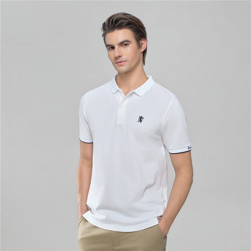 Giordano Men's Cotton Slim Pique Polo With Small Lion Embroidery - first_variant_option_2 Premium Polo for Giordano