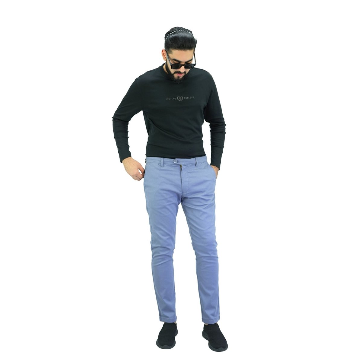 Men's Cotton Spandex Twill Low Rise Slim Fit Khakis - Giordano