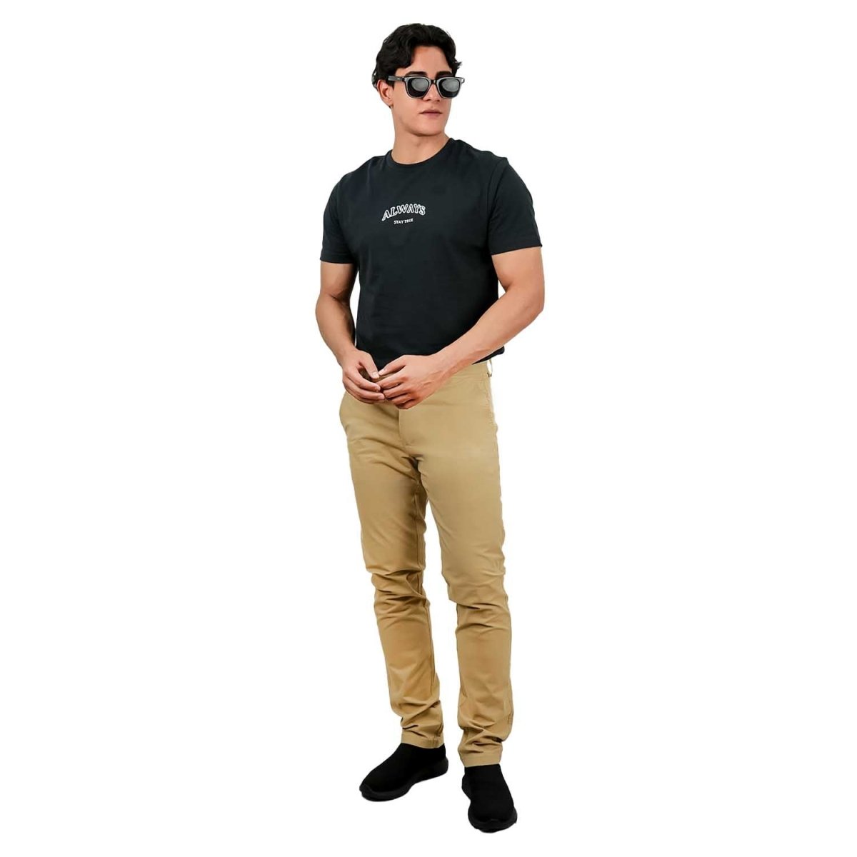 Men's Cotton Spandex Twill Slim Fit Khakis - Giordano