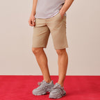 Men's Cotton Twill Bermuda Shorts: Slim Fit, Elastic Waist, Ultimate Comfort S - Shop Giordano