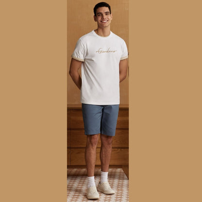 Men's Cotton Twill Bermuda Shorts: Slim Fit, Elastic Waist, Ultimate Comfort - Giordano
