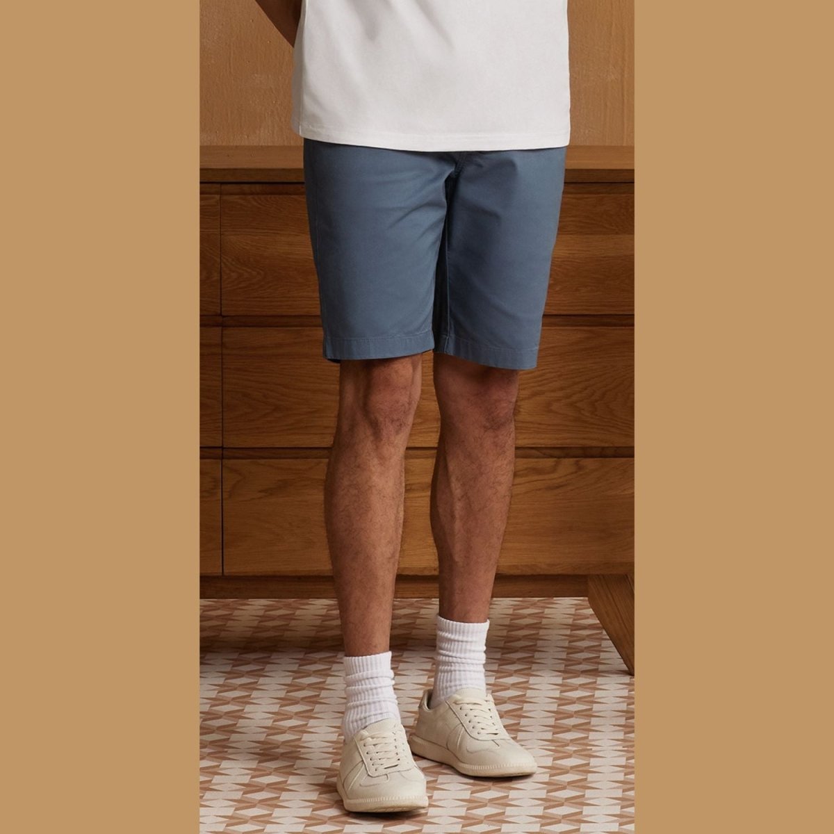 Men's Cotton Twill Bermuda Shorts: Slim Fit, Elastic Waist, Ultimate Comfort - Giordano