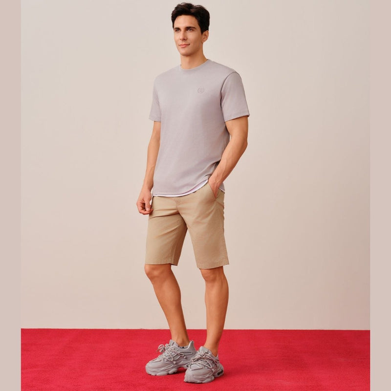 Men's Cotton Twill Bermuda Shorts: Slim Fit, Elastic Waist, Ultimate Comfort S - Shop Giordano