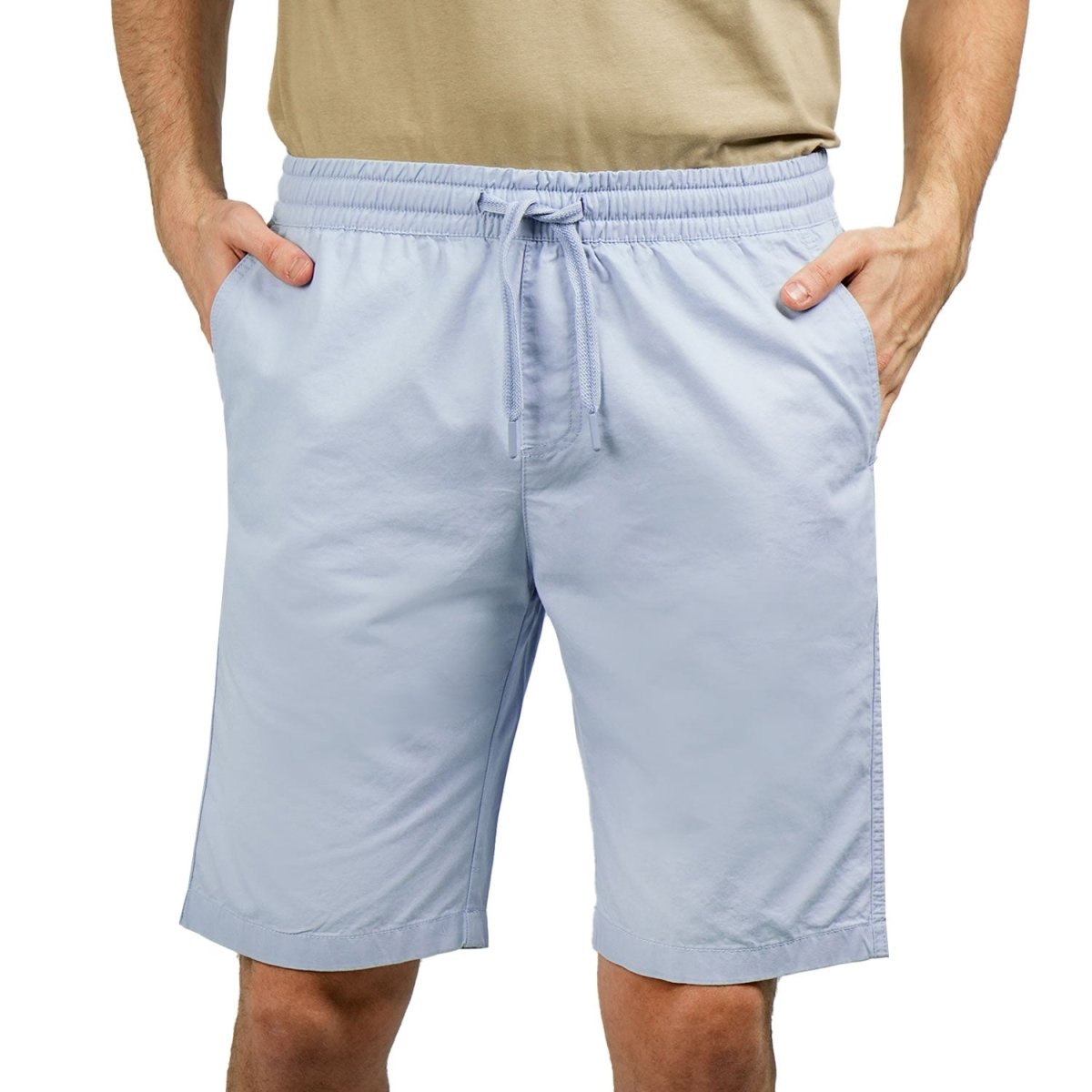 Men's Cotton Twill Bermuda Shorts: Slim Fit, Elastic Waist, Ultimate Comfort - Giordano