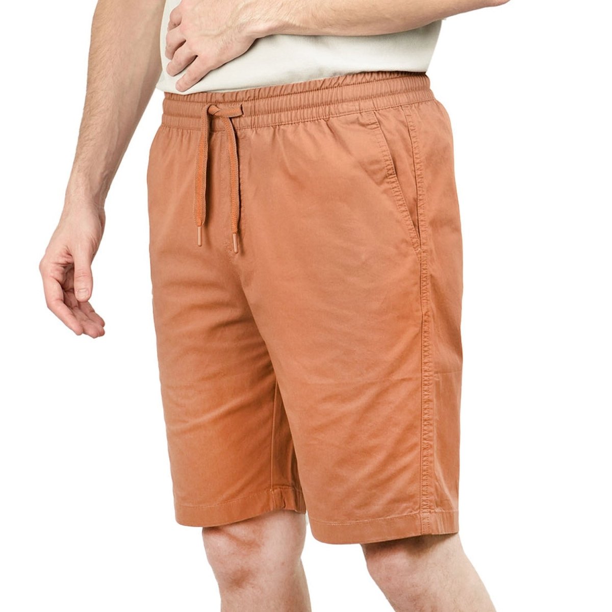 Men's Cotton Twill Bermuda Shorts: Slim Fit, Elastic Waist, Ultimate Comfort - Giordano