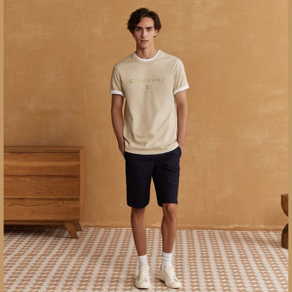 Men's Cotton Twill Bermuda Shorts: Slim Fit, Elastic Waist, Ultimate Comfort - Giordano