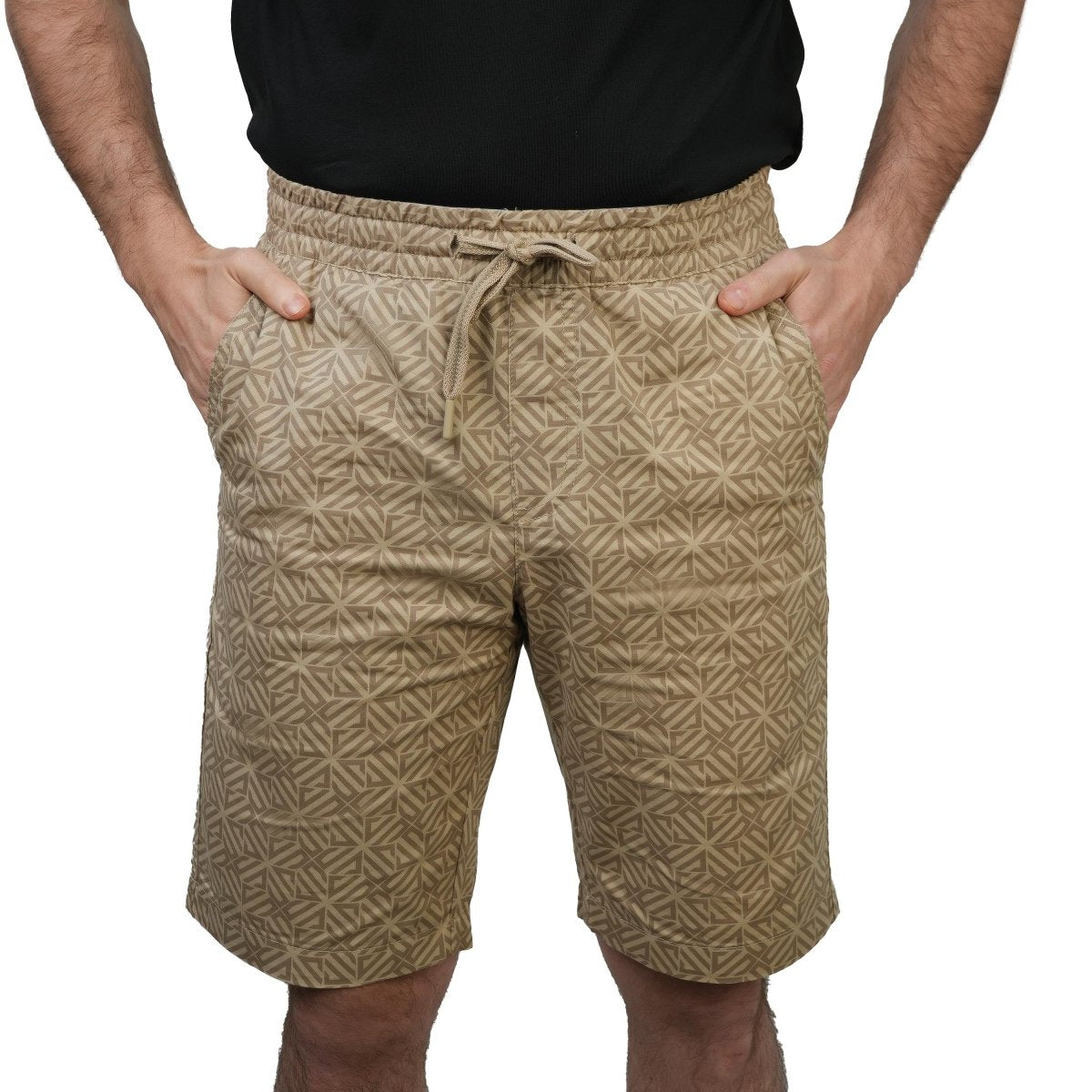 Men's Cotton Twill Bermuda Shorts: Slim Fit, Elastic Waist, Ultimate Comfort S - Shop Giordano
