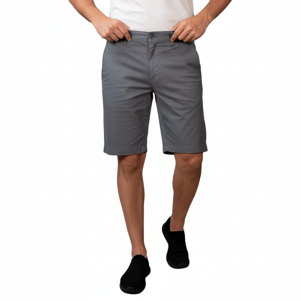 Men's Cotton Twill Bermuda Shorts: Slim Fit, Elastic Waist, Ultimate Comfort S - Shop Giordano