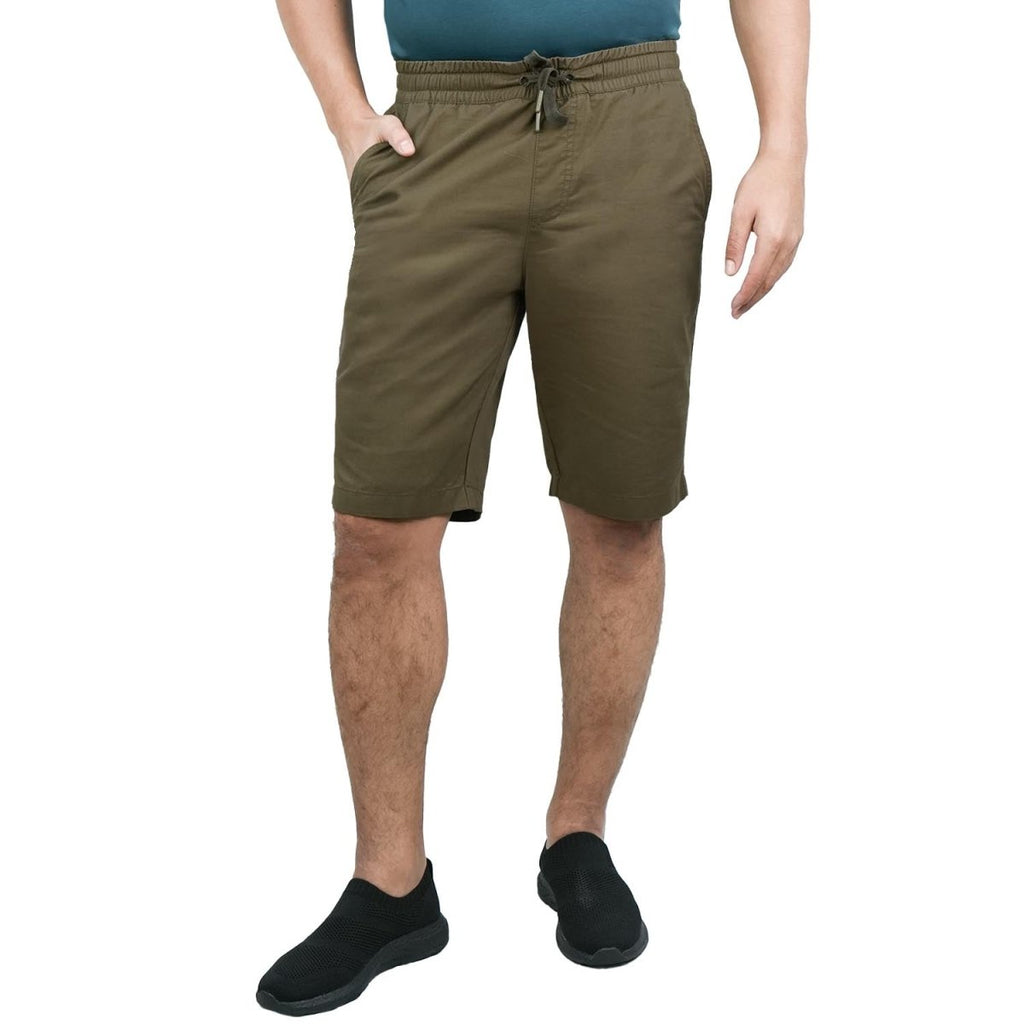 Men's Cotton Twill Bermuda Shorts: Slim Fit, Elastic Waist, Ultimate Comfort S - Shop Giordano