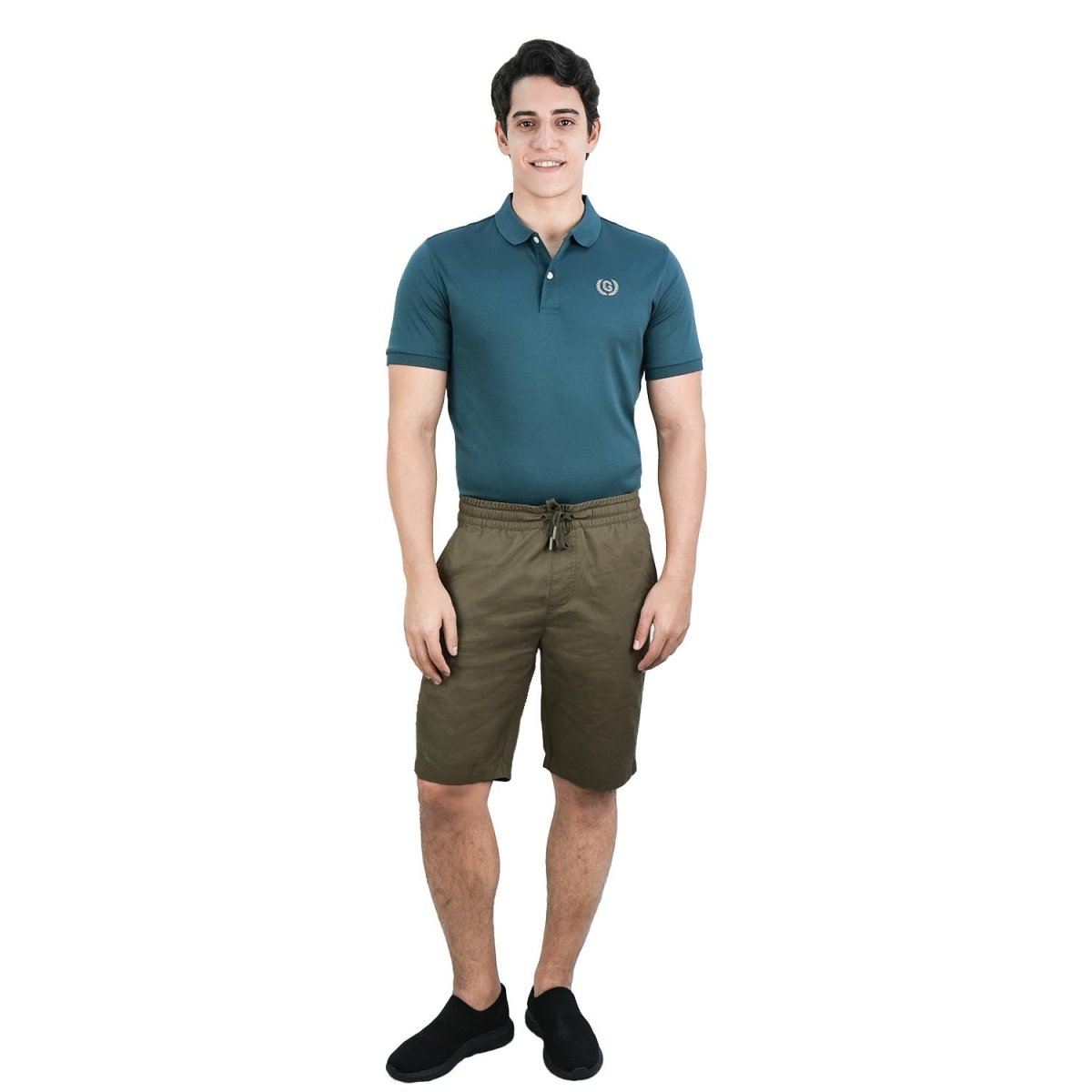 Men's Cotton Twill Bermuda Shorts: Slim Fit, Elastic Waist, Ultimate Comfort S - Shop Giordano