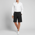 Men's Cotton Twill Bermuda Shorts: Slim Fit, Elastic Waist, Ultimate Comfort S - Shop Giordano