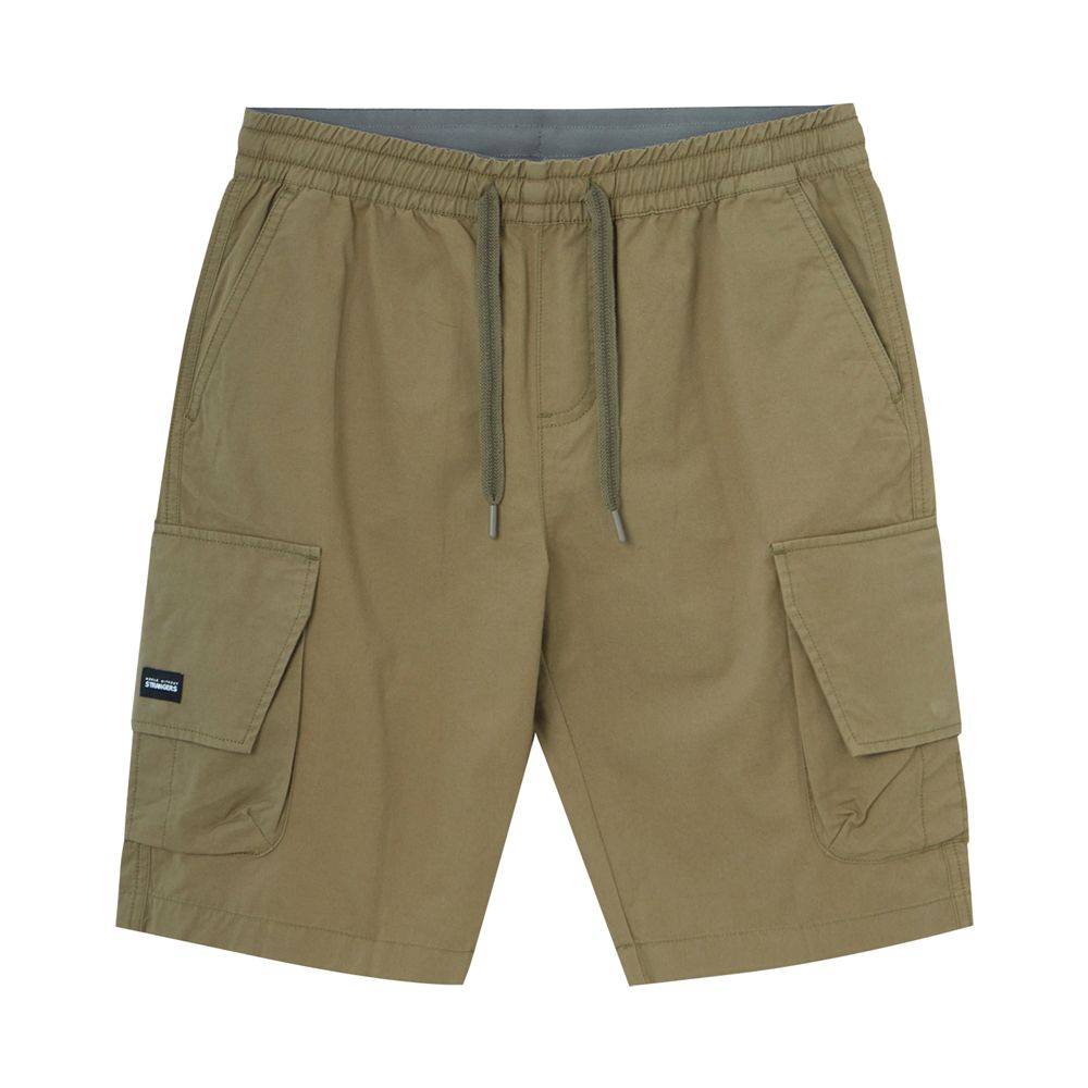 Men's Cotton Twill Cargo Shorts: Relaxed Fit, Elastic Waist Comfort - Giordano
