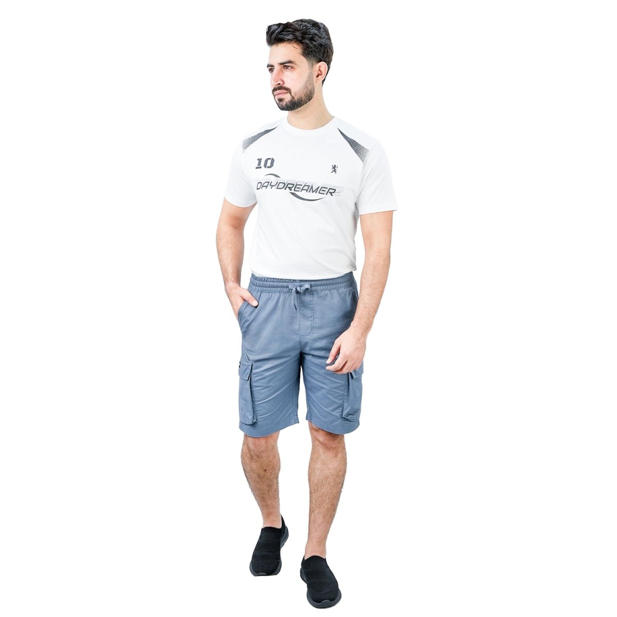 Men's Cotton Twill Cargo Shorts: Relaxed Fit, Elastic Waist Comfort - Giordano