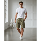 Men's Cotton Twill Cargo Shorts: Relaxed Fit, Elastic Waist Comfort S - Shop Giordano