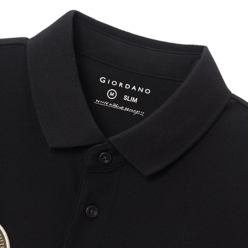 Men's Embroidered Bold Polo - Slim Fit, Cotton Lycra Pique S - Shop Giordano