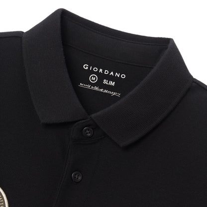 Men's Embroidered Bold Polo - Slim Fit, Cotton Lycra Pique - Giordano