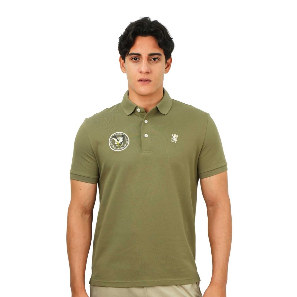 Men's Embroidered Bold Polo - Slim Fit, Cotton Lycra Pique - Giordano