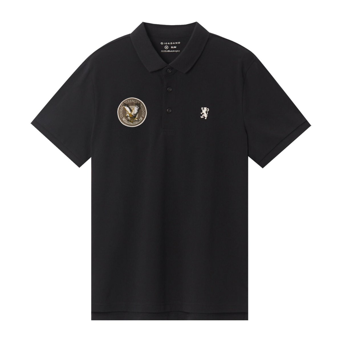 Men's Embroidered Bold Polo - Slim Fit, Cotton Lycra Pique - Giordano