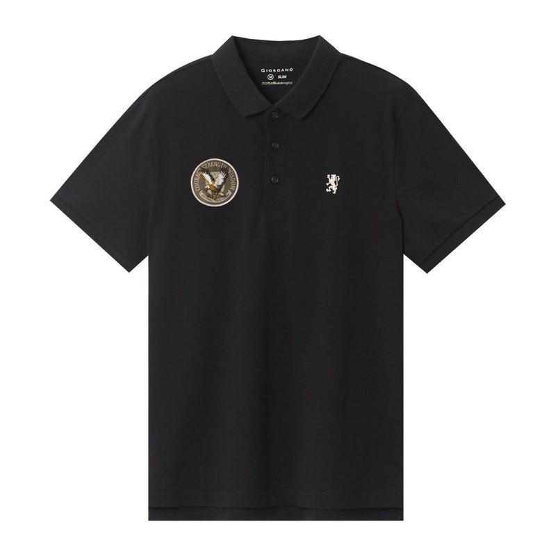 Giordano Men's Embroidered Bold Polo - Slim Fit, Cotton Lycra Pique - Premium Polo