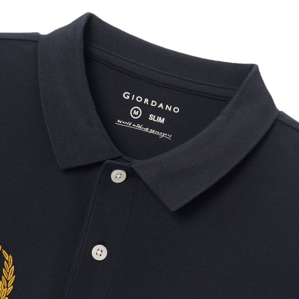 Men's Embroidered Bold Polo - Slim Fit, Cotton Lycra Pique S - Shop Giordano