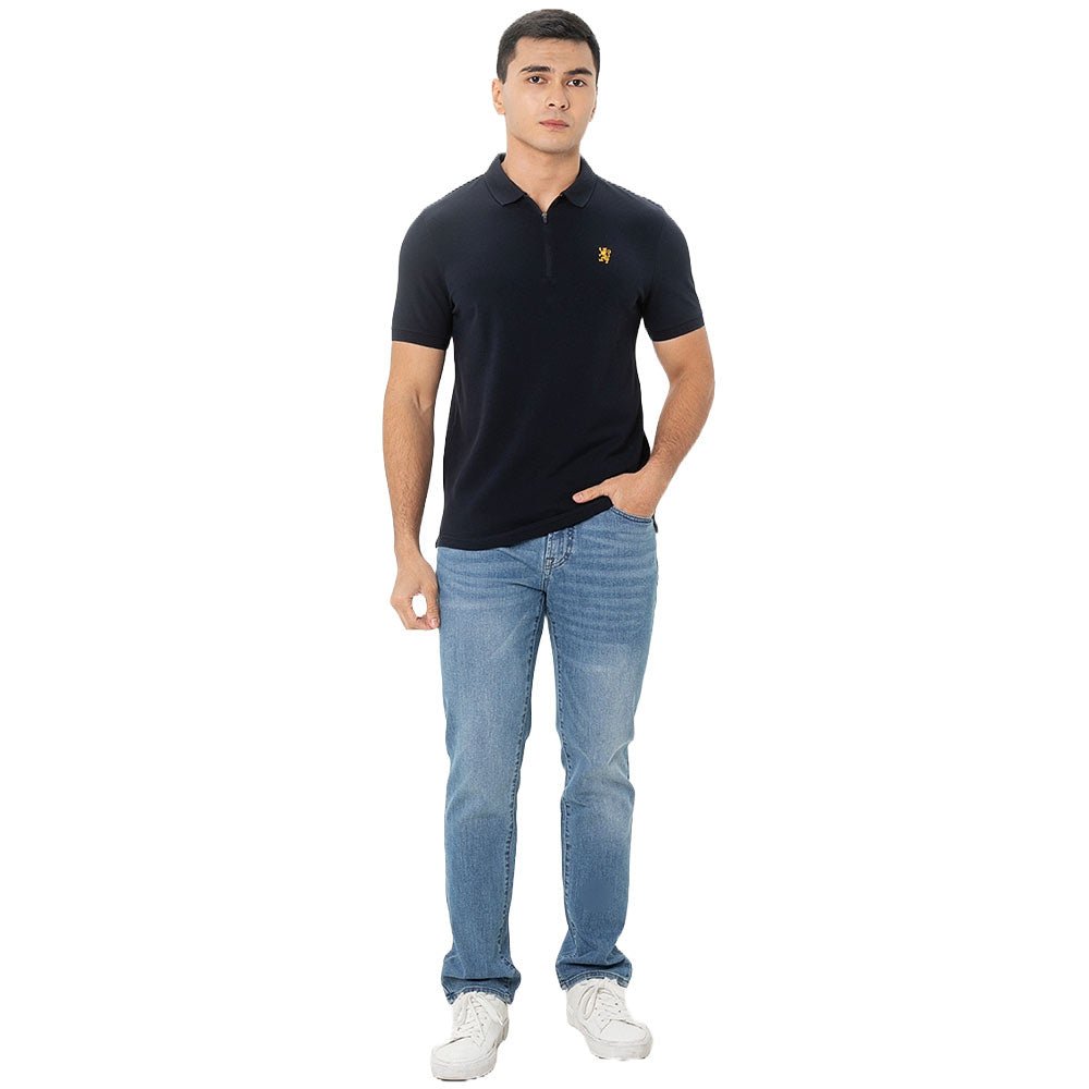 Men's Embroidered Bold Polo - Slim Fit, Cotton Lycra Pique - Giordano